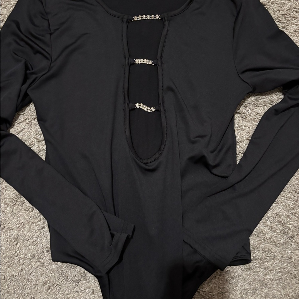 Elegant Black Long Sleeve Bodysuit